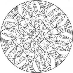 Desenho de Mandala com pétalas em caleidoscópio para colorir