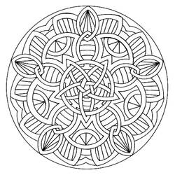 Desenho de Mandala com padrão de nó celta para colorir