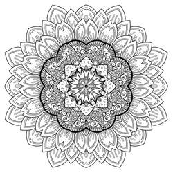 Desenho de Mandala com pétalas de flor em camadas para colorir Desenho de Mandala com pétalas de flor em camadas para colorir