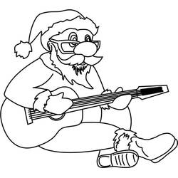 Desenho de Papai Noel tocando violão para colorir