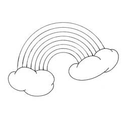 Desenho de Arco-íris entre duas nuvens para colorir Desenho de Arco-íris entre duas nuvens para colorir
