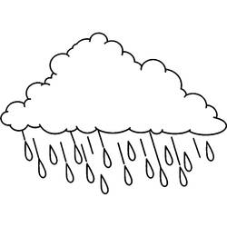 Desenho de Nuvem deixando cair a chuva para colorir