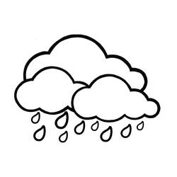Desenho de Nuvens soltando gotas de chuva para colorir
