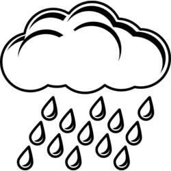 Desenho de Nuvem com chuva caindo para colorir