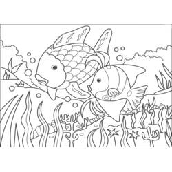 Desenho de Dois peixes nadando no fundo do mar para colorir