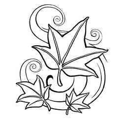 Desenho de Folhas de bordo com espirais decorativas para colorir