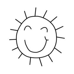 Desenho de Sol sorridente com raios ao redor para colorir