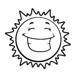 Desenho de Sol sorridente com raios pontiagudos para colorir