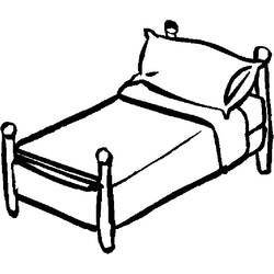 Desenho de Cama com travesseiro e cobertor dobrado para colorir