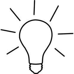 Desenho de Lâmpada brilhando com raios de luz para colorir
