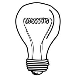 Desenho de Lâmpada com filamento em espiral para colorir