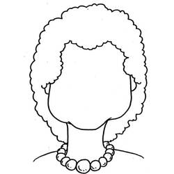 Desenho de Rosto vazio de mulher com cabelo encaracolado para colorir