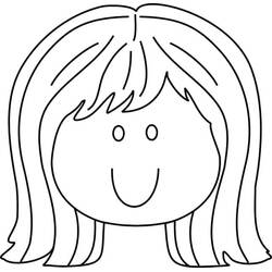 Desenho de Rosto de menina sorridente com cabelo longo para colorir