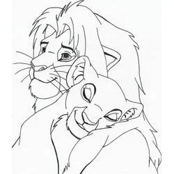 Desenho de Nala abraçando Simba para colorir