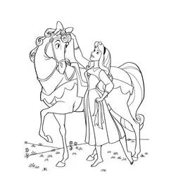 Desenho de Princess Aurora e seu cavalo Samson para colorir
