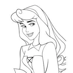 Desenho de Princess Aurora sorrindo em retrato para colorir