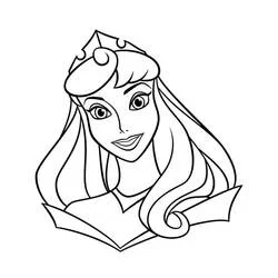 Desenho de Princess Aurora com cabelo longo e ondulado para colorir