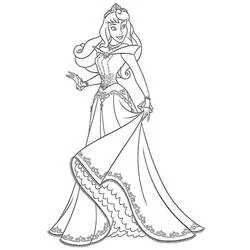 Desenho de Princess Aurora com vestido elegante para colorir