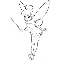 Desenho de Tinker Bell segurando uma varinha mágica para colorir