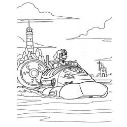Desenho de Zuma dirigindo seu hovercraft perto do farol para colorir