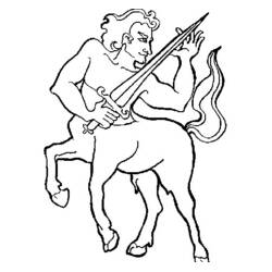 Desenho de Centauro empunhando uma grande espada para colorir