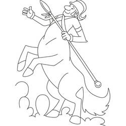 Desenho de Centauro empunhando uma longa lança para colorir