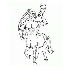 Desenho de Centauro soprando uma buzina para colorir