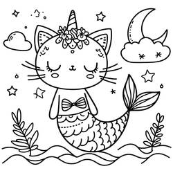 Gato Sereia - Desenhos para colorir gratuitos