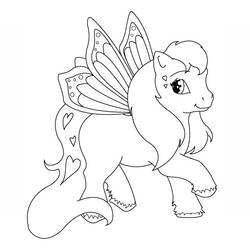 Desenho de Unicórnio pônei com asas de borboleta para colorir