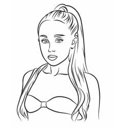 Desenho de Ariana Grande com seu icônico rabo de cavalo alto para colorir Desenho de Ariana Grande com seu icônico rabo de cavalo alto para colorir