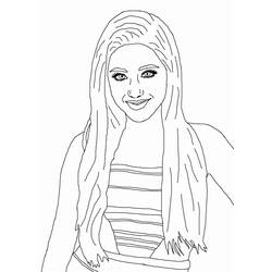 Desenho de Ariana Grande sorrindo com cabelo longo para colorir Desenho de Ariana Grande sorrindo com cabelo longo para colorir