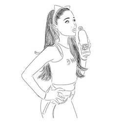 Desenho de Ariana Grande bebendo de uma garrafa para colorir Desenho de Ariana Grande bebendo de uma garrafa para colorir