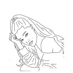 Desenho de Ariana Grande com a mão perto do rosto para colorir Desenho de Ariana Grande com a mão perto do rosto para colorir