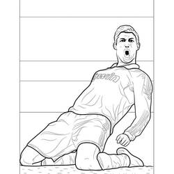 Desenho de Cristiano Ronaldo celebrando um gol de joelhos para colorir Desenho de Cristiano Ronaldo celebrando um gol de joelhos para colorir