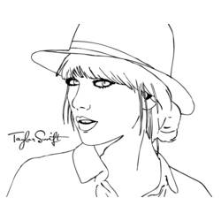 Desenho de Taylor Swift com chapéu para colorir