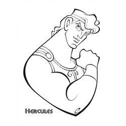 Desenho de Hércules flexionando o braço musculoso para colorir