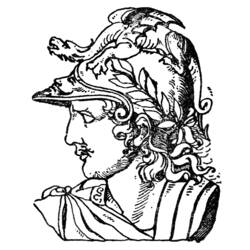 Desenho de Marte de perfil com capacete ornamentado para colorir