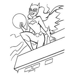 Desenho de Batgirl agachada em um telhado para colorir