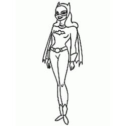 Desenho de Batgirl de pé com seu traje para colorir