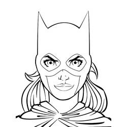 Desenho de Batgirl retrato com capuz pontudo para colorir