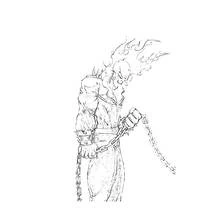 Desenho de Ghost Rider segurando sua corrente para colorir