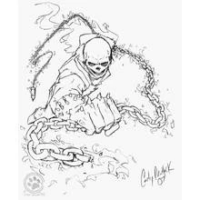 Desenho de Ghost Rider balançando suas correntes em chamas para colorir