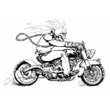 Desenho de Ghost Rider acelerando em sua motocicleta para colorir
