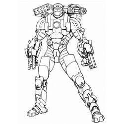 Desenho de Homem de Ferro com armadura fortemente armada para colorir