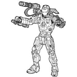 Desenho de Homem de Ferro com armadura pesada e canhão no ombro para colorir