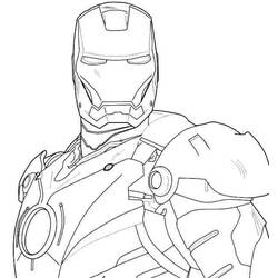Desenho de Homem de Ferro em close com capacete blindado para colorir