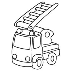 Desenho de Caminhão de bombeiros com escada estendida para colorir