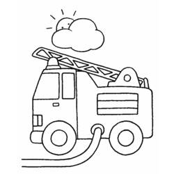 Desenho de Caminhão de bombeiros com escada estendida para colorir