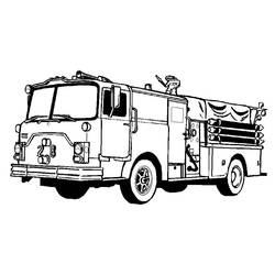 Desenho de Caminhão de bombeiros com mangueiras e número 28 para colorir