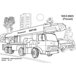 Desenho de Caminhão de bombeiros com escada estendida para colorir